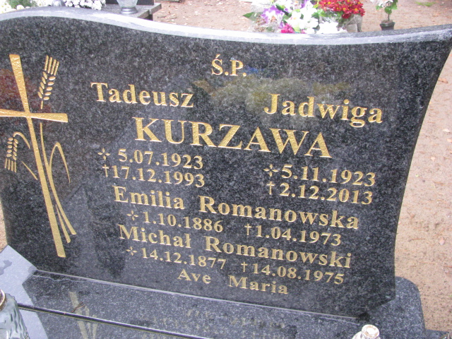 Emilia Romanowska  1886 Otyń - Grobonet - Wyszukiwarka osób pochowanych